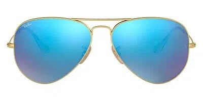 Pre-owned Ray Ban Ray-ban Unisex Sunglasses Rb3025 112/17 Matte Gold Aviator Blue Mirrored 58mm