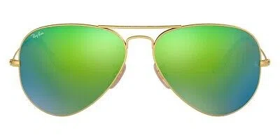 Pre-owned Ray Ban Ray-ban Unisex Sunglasses Rb3025 112/19 Gold Aviator Green Flash Mirrored 55mm In Green Mirror
