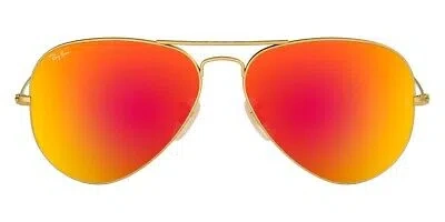 Pre-owned Ray Ban Ray-ban Unisex Sunglasses Rb3025 112/69 Matte Gold Aviator Brown Mirrored 58mm In Orange