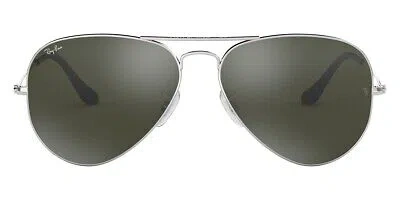 Pre-owned Ray Ban Ray-ban Unisex Sunglasses Rb3025 W3277 Silver Metal Aviator Silver Mirrored 58mm