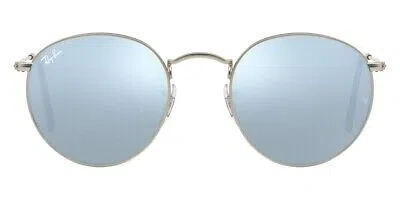 Pre-owned Ray Ban Ray-ban Unisex Sunglasses Rb3447 019/30 Matte Silver Round Silver Mirror 50mm