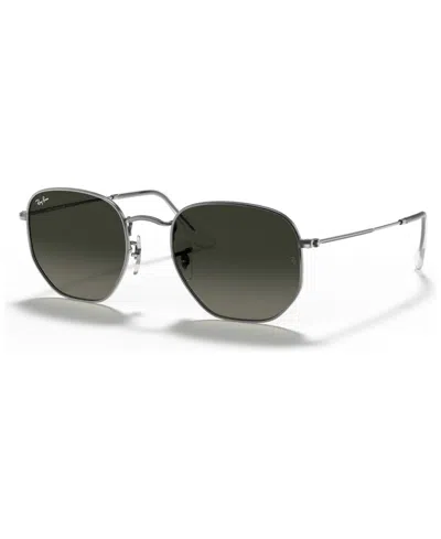 Ray Ban Unisex Sunglasses, Rb3548n Hexagonal Flat Lenses In Gunmetal,grey Gradient Dark Grey