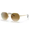 Ray Ban Jack Sunglasses Gold Frame Brown Lenses 53-20 In Arista,clear Gradient Brown
