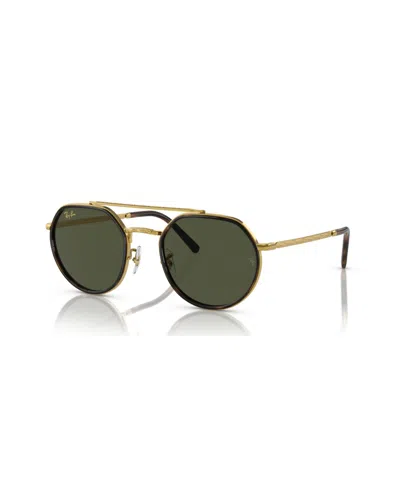 Ray Ban Logo-print Round-frame Sunglasses In Gold