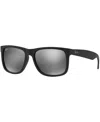 Ray Ban Ray-ban Womens Black Rb4165 Justin Rectangular Sunglasses In Black,grey Mirror