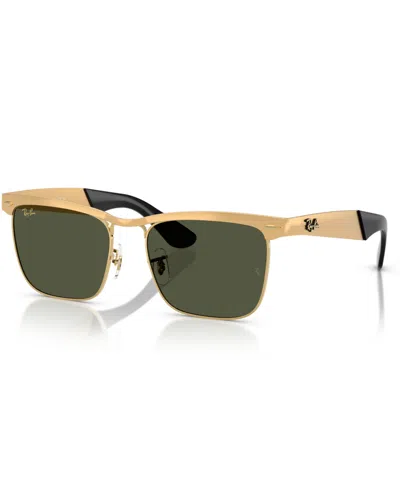 Ray Ban Unisex Wayfarer Deluxe Polarized Sunglasses, Rb3875 In Sandblasted Legend Gold