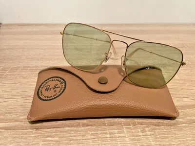 Pre-owned Ray Ban Vintage Ray-ban Changeable Green Gold Aviator Sunglasses With Case