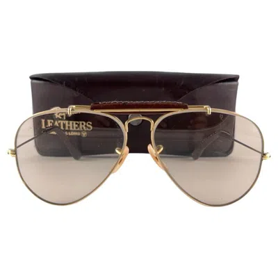 Pre-owned Ray Ban Vintage  Leathers Outdoorsman 58mm Changeable Sunglasses In Black