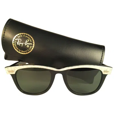 Pre-owned Ray Ban Vintag The Wayfarer White / Black B&l G15 Grey Lens Usa 80's Sunglasses