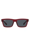 Ray Ban Warren 54mm Rectangular Sunglasses In Transparent Red
