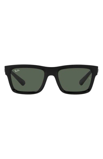 Ray Ban Warren 57mm Rectangular Sunglasses In Black