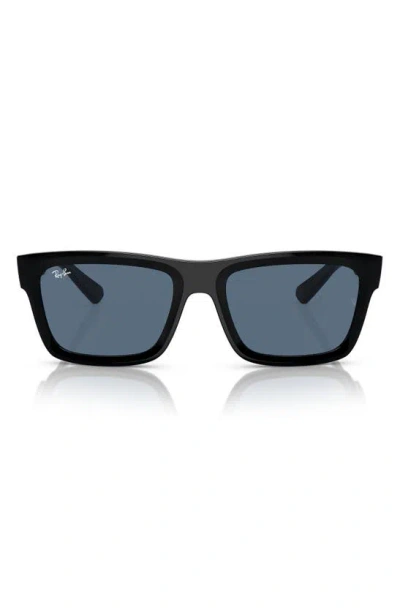 Ray Ban Warren 57mm Rectangular Sunglasses In Black Blue