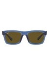 Ray Ban Ray-ban Warren 57mm Rectangular Sunglasses In Dark Brown/blue