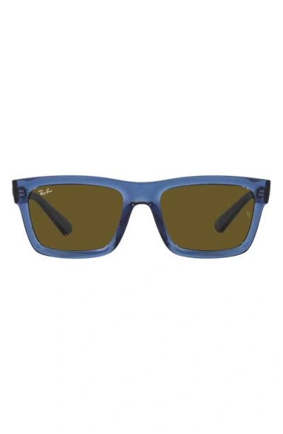Ray Ban Ray-ban Warren 57mm Rectangular Sunglasses In Dark Brown/blue