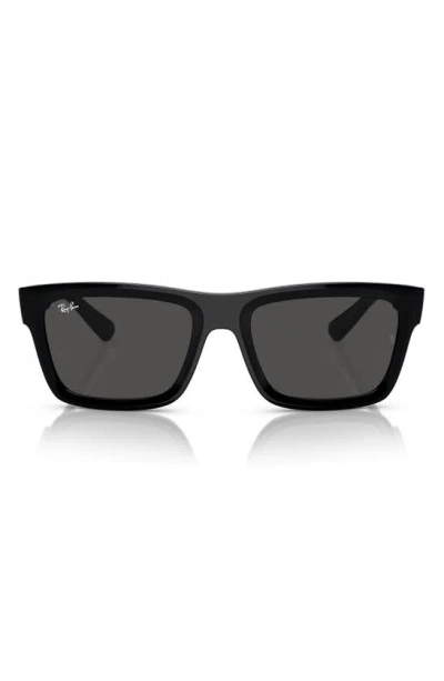 Ray Ban Warren 57mm Rectangular Sunglasses In Dark Grey