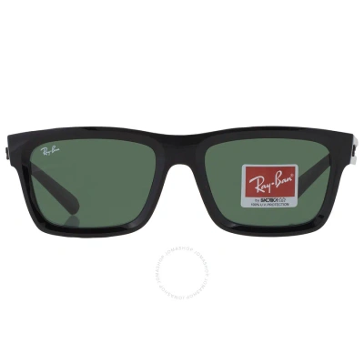 Ray Ban Warren Bio Based Dark Green Rectangular Unisex Sunglasses Rb4396 667771 57 In Black / Dark / Green