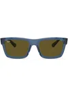 Ray Ban Sunglasses Unisex Warren Bio-based - Transparent Dark Blue Frame Brown Lenses 54-20 In Blau