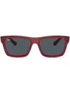 Ray Ban Warren Bio-based Sunglasses Transparent Red Frame Grey Lenses 57-20 In Rot
