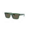 Ray Ban Warren Bio-based Sunglasses Transparent Green Frame Brown Lenses 57-20 In Transparent Green