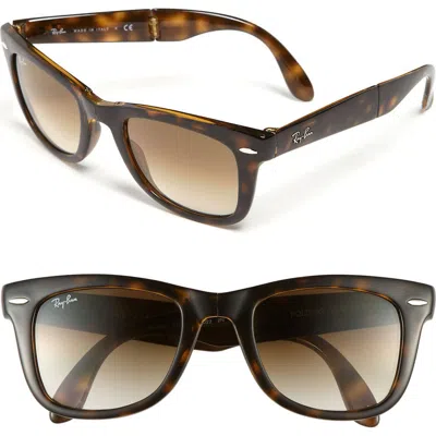 Ray Ban Ray-ban Wayfarer 50mm Folding Sunglasses In Light Brown/brown