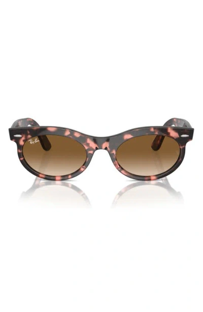 Ray Ban Wayfarer Oval Sunglasses Pink Havana Frame Brown Lenses 53-22
