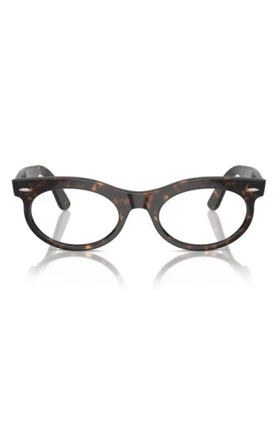 Ray Ban Wayfarer 53mm Polarized Oval Sunglasses In Havana
