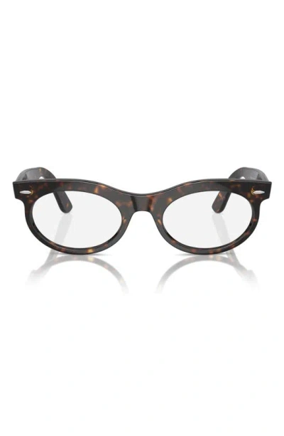 Ray Ban Wayfarer 53mm Polarized Oval Sunglasses In Havana