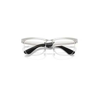 Ray Ban Wayfarer Deluxe Optics Eyeglasses Sandblasted Silver Frame Clear Lenses Polarized 53-18