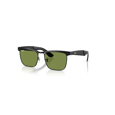 Ray Ban Wayfarer Deluxe Sunglasses Matte Black Frame Green Lenses 56-18 In Matt Schwarz