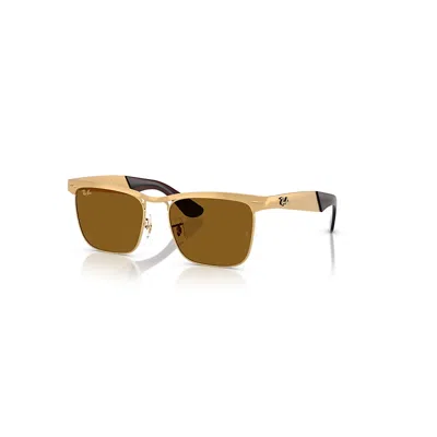 Ray Ban Wayfarer Deluxe Sonnenbrillen Sandblasted Legend Gold Fassung Braun Glas 56-18