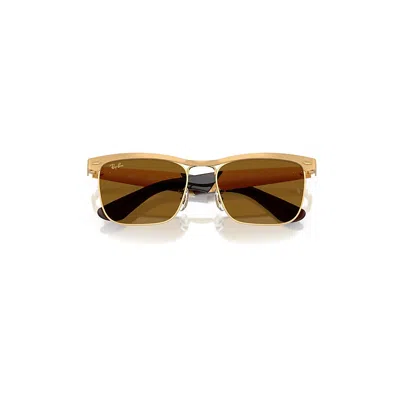 Ray Ban Wayfarer Deluxe Sunglasses Sandblasted Legend Gold Frame Brown Lenses 53-18