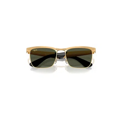 Ray Ban Wayfarer Deluxe Sunglasses Sandblasted Legend Gold Frame Green Lenses 53-18