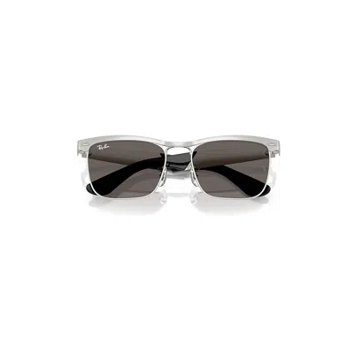 Ray Ban Wayfarer Deluxe Sunglasses Sandblasted Silver Frame Grey Lenses 53-18