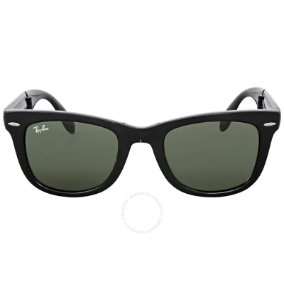 Ray Ban Wayfarer Folding Classic Green Classic G-15 Unisex Sunglasses Rb4105 601 50 In Black / Green