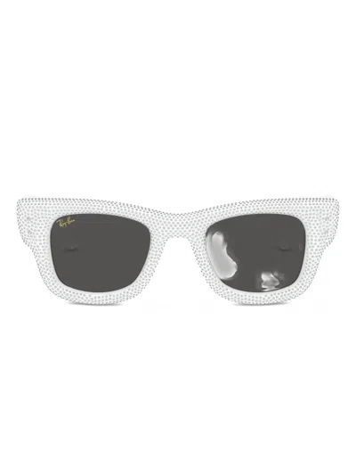 Ray Ban Wayfarer Geometric Sunglasses In White