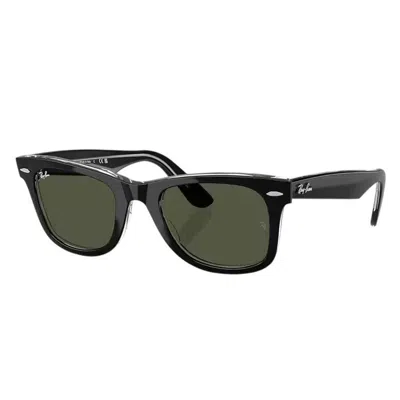 Ray Ban Wayfarer Green Square Unisex Sunglasses Rb2140 129431 50 In Black