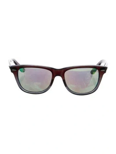 Pre-owned Ray Ban Wayfarer Mirrored Sunglasses In Black