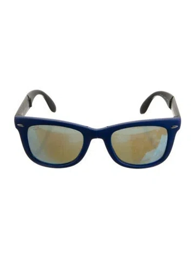 Pre-owned Ray Ban Wayfarer Mirrored Sunglasses In Blue