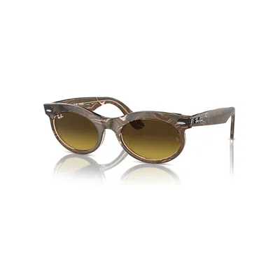 Ray Ban Wayfarer Oval Change Sunglasses Photo Waves Brown Frame Brown Lenses 53-22 In Gray