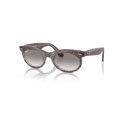 Ray Ban Wayfarer Oval Change Sunglasses Photo Waves Purple Frame Grey Lenses 53-22 In Gray