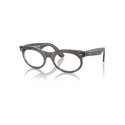 Ray Ban Wayfarer Oval Optics Change Eyeglasses Photo Waves Azure Frame Clear Lenses Polarized 53-22 In Gray