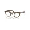 Ray Ban Wayfarer Oval Optics Change Eyeglasses Photo Waves Brown Frame Clear Lenses Polarized 53-22 In Photo Waves Brown