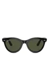 Ray Ban Ray-ban Wayfarer Oval Sunglasses, 54mm In Black/green Solid