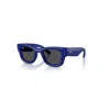 Ray Ban Sunglasses Unisex Wayfarer Puffer - Blue Frame Black Lenses 50-23 In Blue