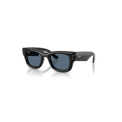 Ray Ban Wayfarer Puffer Sonnenbrillen Schwarz Fassung Blau Glas 47-23 In Black