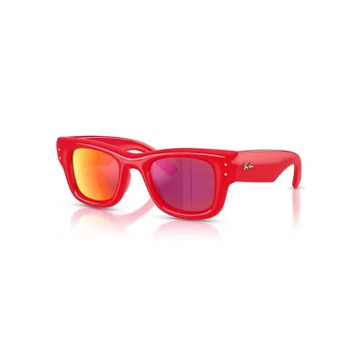 Ray Ban Wayfarer Puffer Special Collection Sunglasses Red Frame Brown Lenses 50-23