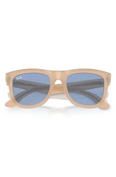 Ray Ban Wayfarer Reverse Sunglasses Opal Beige & Honey Frame Blue Lenses 53-20