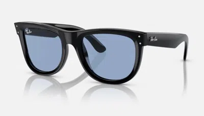 Pre-owned Ray Ban Ray-ban Wayfarer Reverse Lenny Kravitz Sunglasses Black Frame/ Light Blue Size M