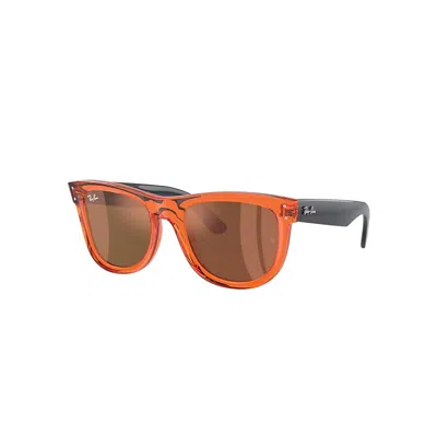 RAY BAN WAYFARER REVERSE SONNENBRILLEN BLAU TRANSPARENT FASSUNG KUPFER GLAS 53-20