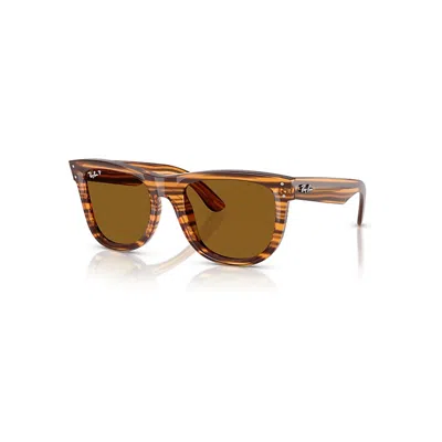 Ray Ban Wayfarer Reverse Sonnenbrillen Havana Gestreift Fassung Braun Glas Polarisiert 53-20 In Striped Havana